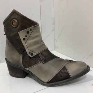 DiJore Casta Grey Patched Short Leather Boots Womens Size 36